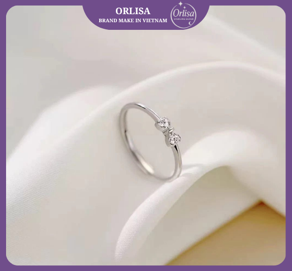Nhẫn bạc Orlisa nơ đá mảnh