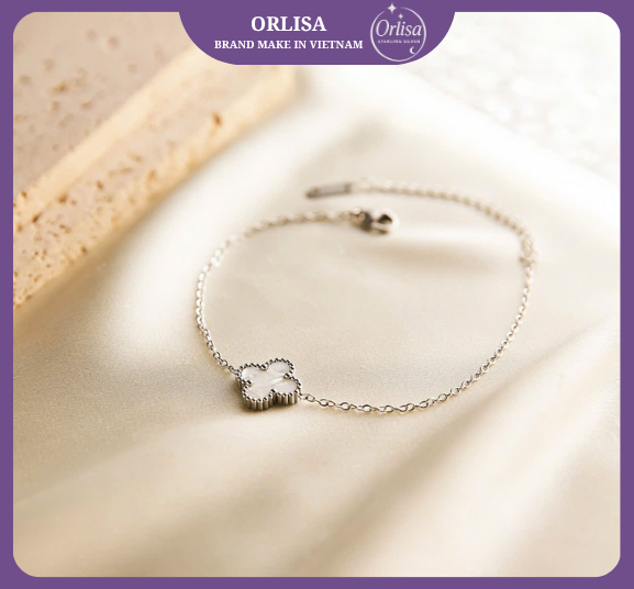Lắc tay dây màu bạc Vancleef thương hiệu ORLISA2