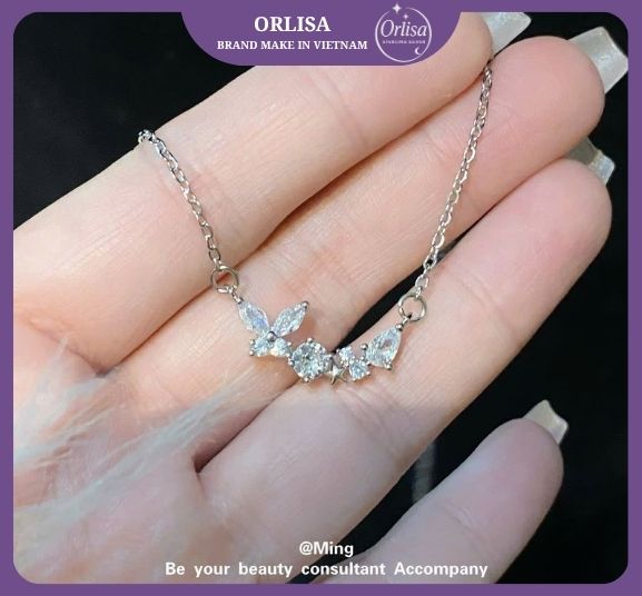Dây chuyền bướm đính hạt đá thương hiệu Orlisa0
