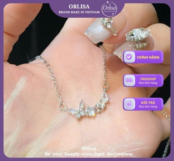 Dây chuyền bướm đính hạt đá thương hiệu Orlisa