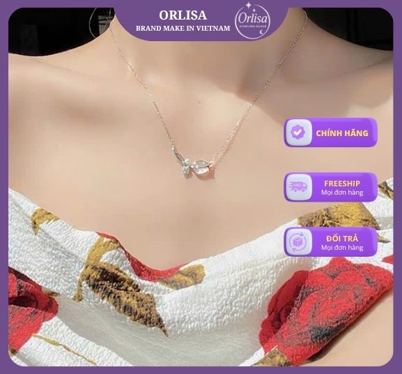 Dây chuyền Rose opal bạc thương hiệu Orlisa