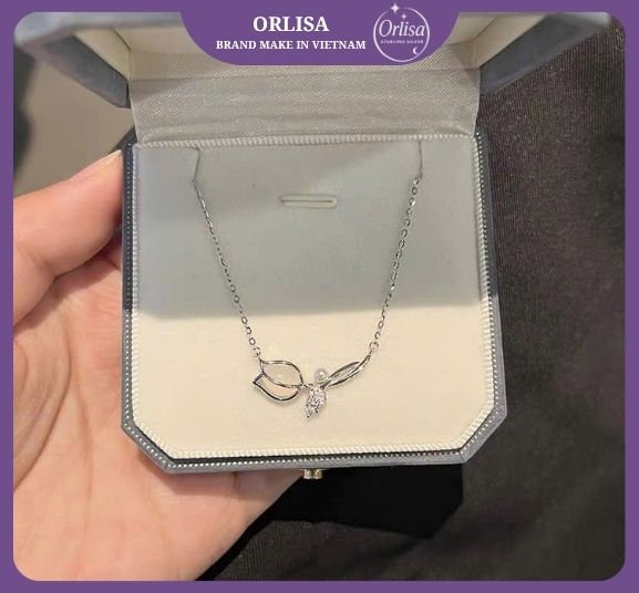 Dây chuyền Rose opal bạc thương hiệu Orlisa0