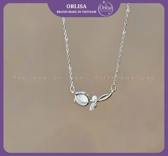 Dây chuyền Rose opal bạc thương hiệu Orlisa1